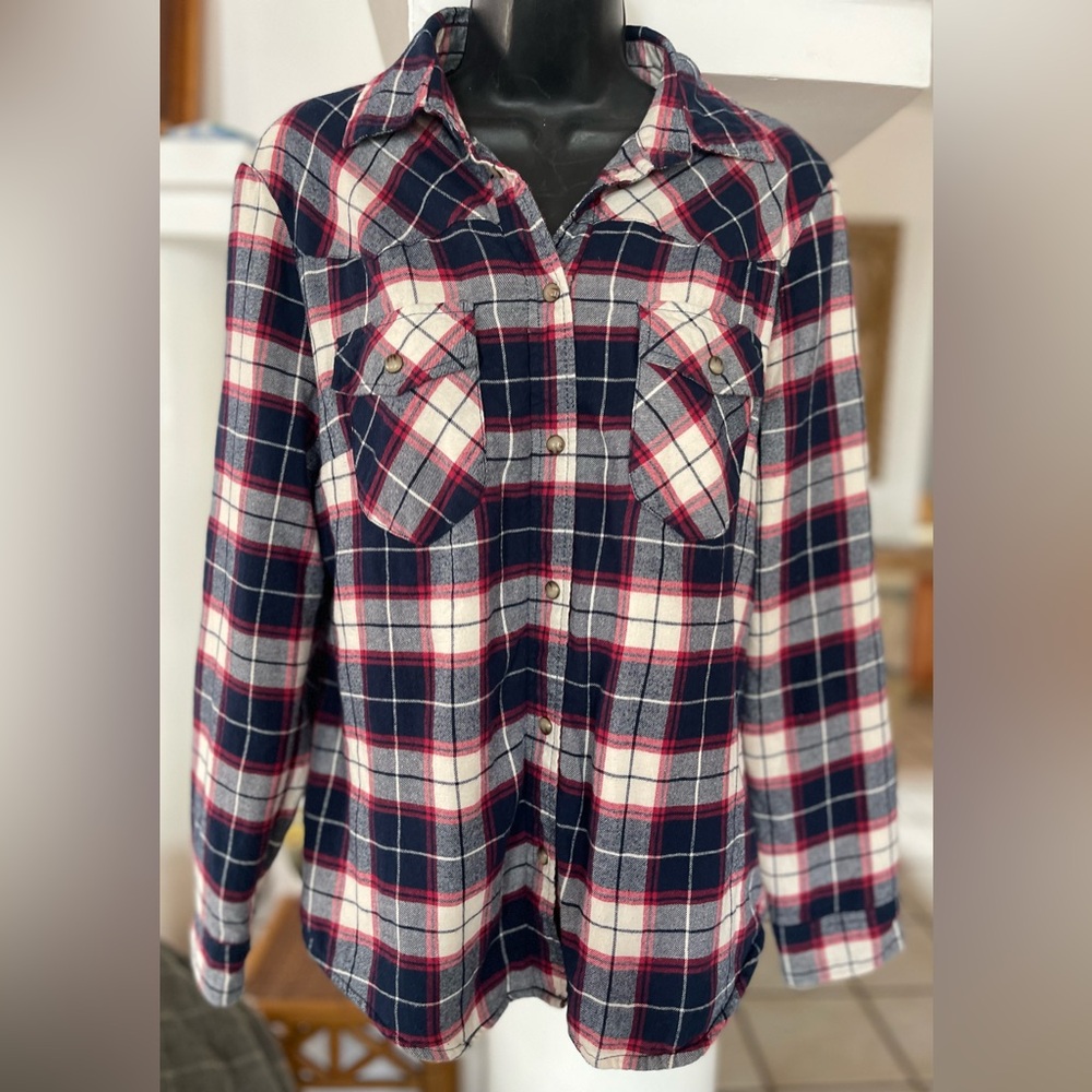 EUC JACHS Girlfriend Western Style Cotton Flannel Shirt Soft fleece Lining M